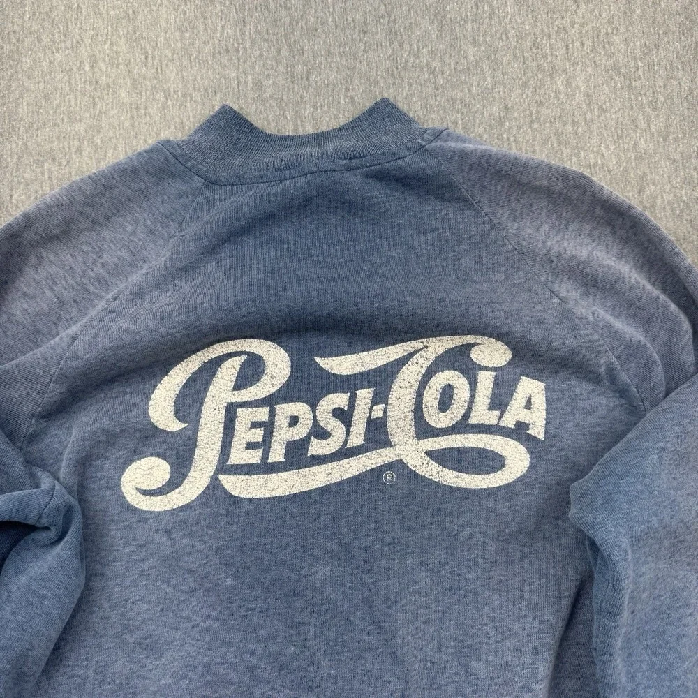 Pepsi-Cola Snap Button Jacket Men's Size‎ M Navy Blue Vtg Sportsmaster USA Faded